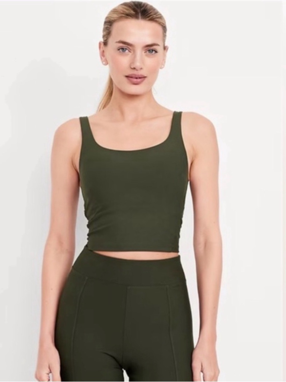 Old Navy Olive Green Light Support PowerSoft Longline Sports bra cropped tank